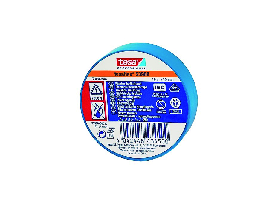  CINTA ELECTRICA AZUL 10 MT. X 1 UN TESA 