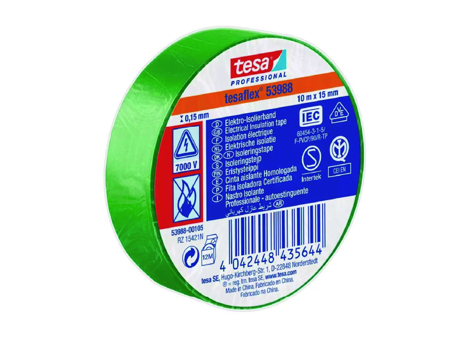  CINTA ELECTRICA VERDE 10 MT. X 1 UN TESA 