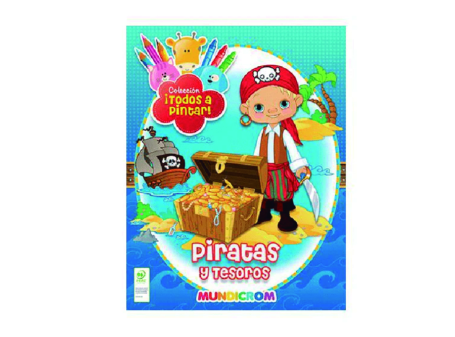  LIBRO P/COLOREAR X 4 UN GRANDE PIRATAS Y TESORES 