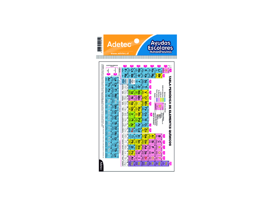  AYUDA ESC. TABLA PERIODICA ELEM. QUIMICOS AUTOADHE 