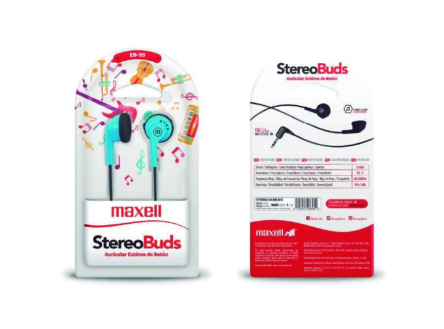  AUDIFONO STEREO MAXELL EB-95 NEGRO 