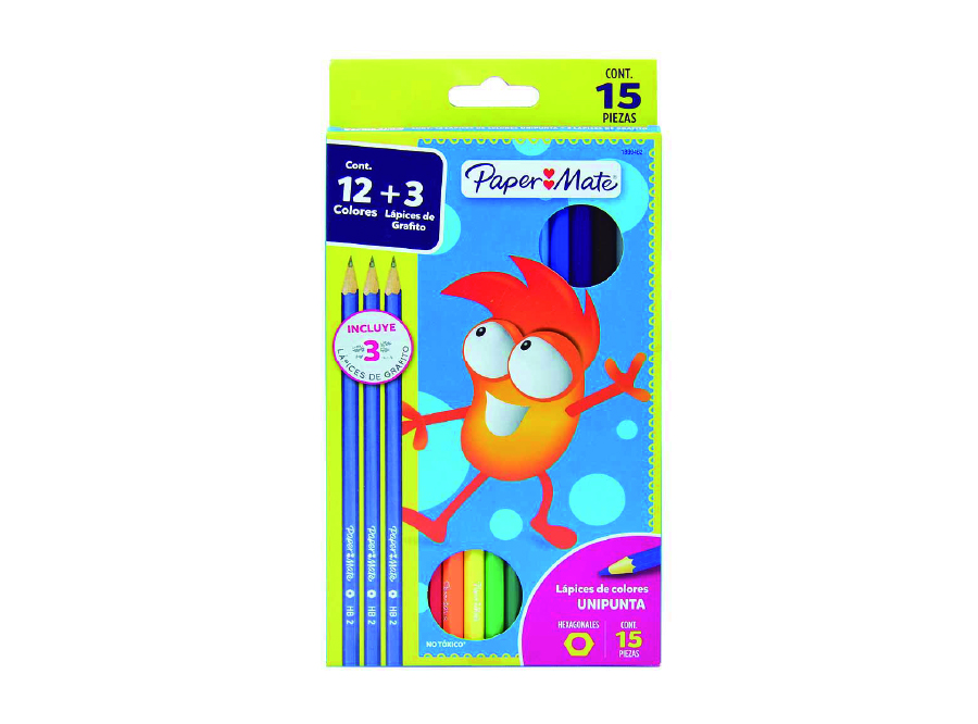  LAPIZ COLOR 12UN. LARGO HEXA.PAPER MATE+3GRAF 