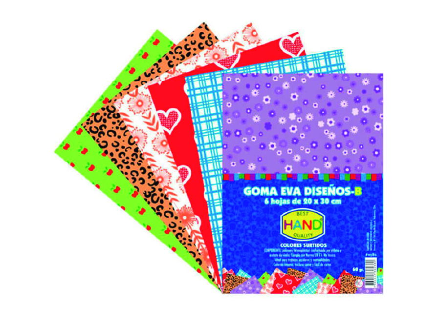  GOMA EVA 30X20 X  6 UN DISE�OS B. HAND 