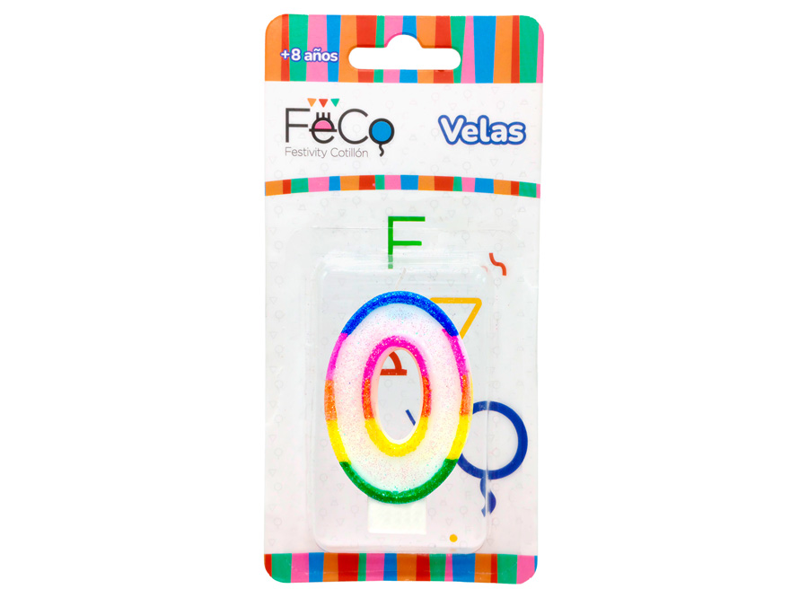  VELA CUMPLEA�OS N.  0 X 1 UN C/GLITER FECO 