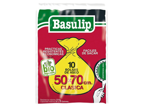  BOLSA BASURA   50 X  70 PQ X 10 UN. BASULIP** 