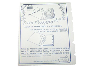  SEPARADOR CARTA  6 DIVIS BLANCO J.S. 