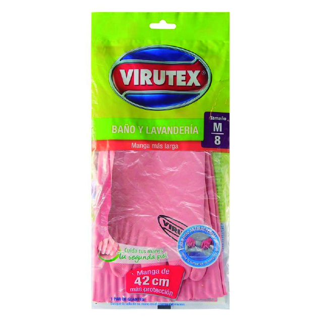  GUANTE LATEX MEDIANO BA�O/LAVANDERIA VIRUTEX 