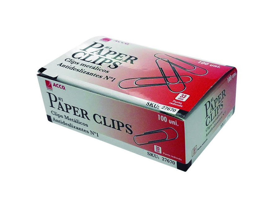  CLIPS METALICO PTA REDONDA  33MM X 100 UN ACCO 