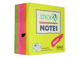  NOTA ADHE. CUBO MEDIANO NEON STICK NOTE 5 COL. 