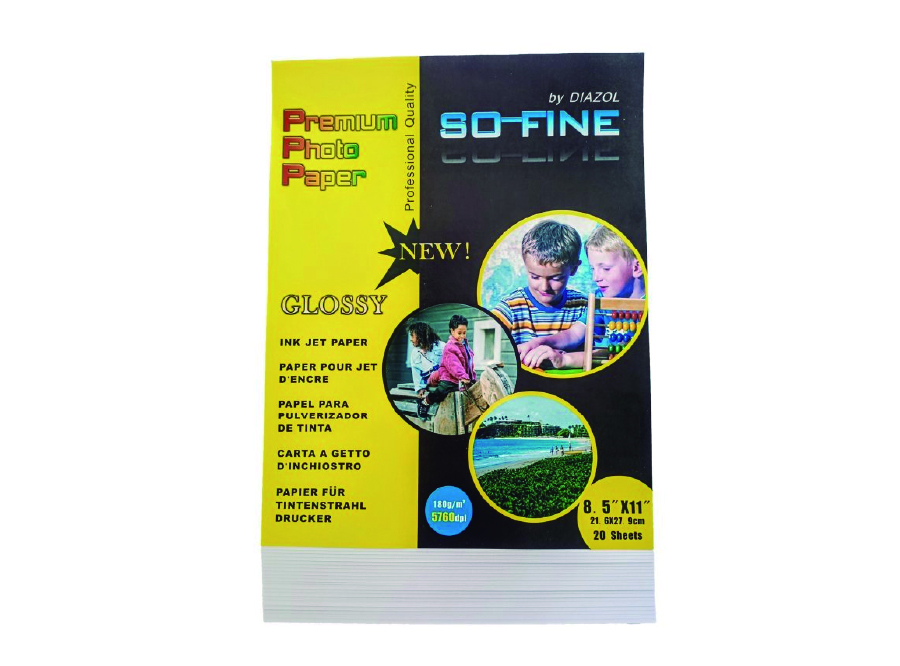  PAPEL FOTOG. CARTA 20 HJ.BRILLANTE 180GR DIAZOL 