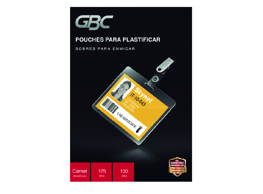  LAMINA TERMOL.T/CARNET 7 65X 95 100 UN 175MIC GBC 