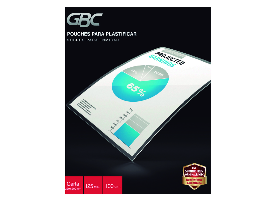  LAMINA TERMOL.T/CARTA 5 229X292 100 UN 125MIC GBC 