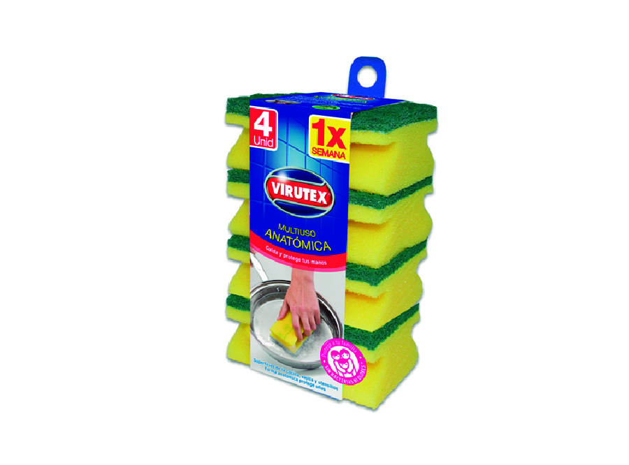  ESPONJA ACANALADA X 4 UN VIRUTEX ANATOMICA 