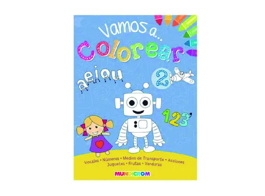  LIBRO P/COLOREAR VAMOS A COLOREAR 2 AEIOU-123 64PG 