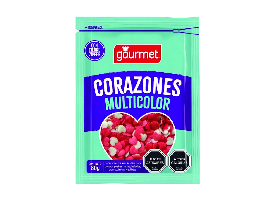  DECORACION CORAZONES MULTICOLOR 80 GR GOURMET 
