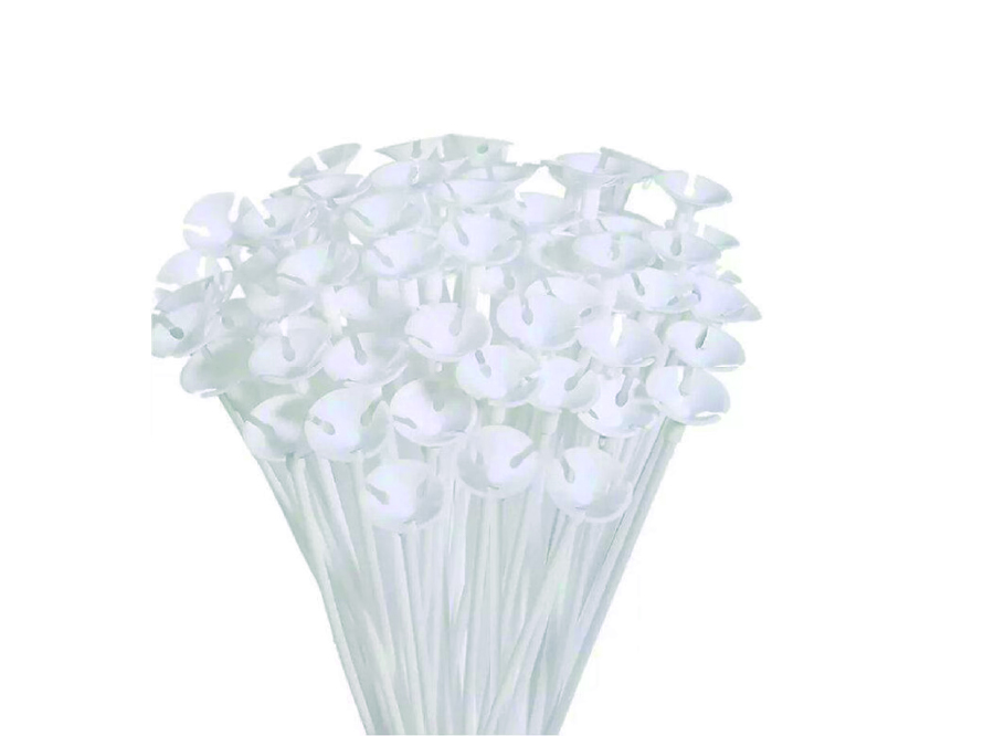  VARILLA Y COPAS P/GLOBOS BLANCA PQ X 100 UN BALLOO 